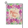 Linen Mother's Day garden flag with colorful floral design and Happy Mother's Day text - Purple and Pink Tulip Style (18)