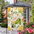 Bandiera da giardino in lino fronte-retro con motivo a melone per decorazione esterna - Stile Melone Hami e Fiori (1) / 45x30cm