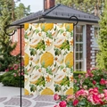 Bandiera da giardino verticale con motivi a melone appesa in un giardino soleggiato - Stile Melone Hami Affettato e Foglie (2) / 45x30cm