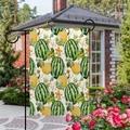 Dettaglio della bandiera da giardino in lino a doppia faccia con motivo anguria - Stile Giardino a Tema Frutta Tropicale (7) / 45x30cm