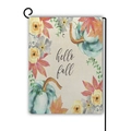 Double-sided linen garden flag with hello fall lettering and floral pumpkin design - Hello Fall Style (Blue Pumpkin) / 45cmx30cm