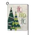 Christmas garden flag with HO HO HO text and tree design on metal stand - Three Color Christmas Trees Ho Ho Ho Pattern (10)