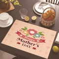 Linen placemat with Happy Mother's Day floral print and orange background decor - 45*30cm / Light Orange Floral Ribbon (Style 16)