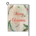 Linen garden flag with Merry Christmas text and festive watercolor floral motifs - Merry Christmas Wreath / 45x30cm / Beige