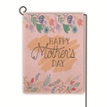 Bandiera da giardino per la festa della mamma in lino rosa con decorazioni floreali - Stile Illustrazione Calda Juta Rosa Chiaro