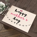 Happy Mother's Day linen placemat with pink heart and black vine patterns on dark wood table - 45*30cm / Happy Mother's Day Heart Style (Style-13)