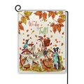 Autumn garden flag with 'We dig Fall' text featuring dogs, bicycle and pumpkins - We Dig Fall Style / 45cmx30cm