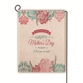 Bandiera da giardino in lino bifacciale con motivi floreali e scritta Happy Mother's Day - Stile Citazione Floreale Bordo Beige