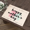 Linen placemat with Happy Mother's Day script and watercolor print on a wooden table - 45*30cm / Happy Mother's Day Watercolor Style (Style-14)