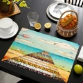 Tovaglietta in lino con design a mosaico costiero e temi ispiratori di spiaggia oceanica - Stile Citazioni Vista Mare Mosaico (款式-10)