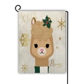Christmas garden flag featuring a cartoon llama and Fa la la la llama gold lettering - Cartoon Llama Festive Pattern (13)