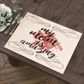 Linen placemat with 'My Mom is Amazing' text and red watercolor detail on wood table - 45*30cm / My Mom Is Amazing Style (Style-15)
