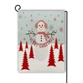 Christmas garden flag with snowman design on linen fabric for outdoor decor - Earflap Scarf Snowman Pattern (16)