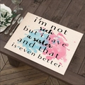 Linen placemat with blue and pink watercolor background and sisterhood quote on wood table - 45*30cm / Sisterhood Quote Style (Style-17)