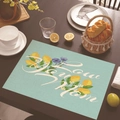 Linen placemat with light blue background featuring lemons and Love You Mom text - 45*30cm / Light Blue Lemon Floral (Style 22)