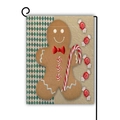 Christmas garden flag with cute gingerbread man on green and white rhombus pattern - Gingerbread Man Candy Cane Pattern (17)