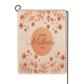 Bandiera da giardino per la festa della mamma in lino bifacciale con fiori e supporto nero - Stile Supporto Floreale Caldo Beige