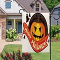 Λεπτομέρεια σημαίας κήπου Halloween με μοτίβα κολοκύθας και φαντάσματος σε βάση - Κολοκύθα Νεκροταφείο Φάντασμα Happy Halloween (6)