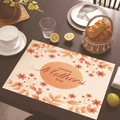 Happy Mother's Day linen placemat with orange floral pattern on beige fabric - 45*30cm / Beige Orange-Red Floral (Style 24)