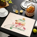 Tovaglietta natalizia in lino con stampa 'Merry Christmas' e motivi festivi - Merry Christmas Omino di Pan di Zenzero (Stile-16)