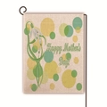 Double-sided linen Mother's Day garden flag with white flowers and dots on metal stand - Yellow Polka Dots and White Flowers Style (28)