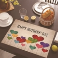 Linen placemat with Happy Mother's Day text and colorful hearts on wooden table - 45*30cm / Beige Plaid Hearts (Style 26)