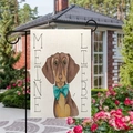 Linen garden flag with brown dachshund illustration and My Love German text design - Dachshund Illustration (10)