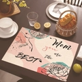 Pink linen placemat with Mom you are the BEST flower print for Mother's Day decor - 45*30cm / Pink Hand-drawn Floral (Style 27)