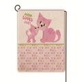Linen Mother's Day garden flag with pink cats and MOM LOVES ME slogan - Pink Cartoon Cat Style (32)