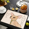 Sottopiatto in lino con Chihuahua dipinto a mano e scritta Mi Amor su legno - Stile Chihuahua (Stile-9)