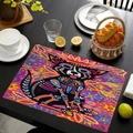 Tovaglietta in lino con teschio di Chihuahua Day of the Dead e fiori colorati - Stile Chihuahua Colorato Pop Art (款式-8) / 30*45cm