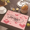 Pink Mother's Day linen placemat with hearts and Happy Mother's Day text on wood table - 45*30cm / Pink All-over Hearts (Style 30)