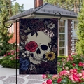 Bandiera da giardino bifacciale Giorno dei Morti con teschio e rose rosse - Teschio Con Rosa Rossa Stile 8