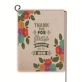 Linen Mother's Day garden flag with floral design and 'Thank You Mom' quote on stand - English Quotes and Floral Decor Style (38)