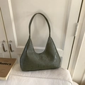 Borsa sottobraccio verde scuro testurizzata con strisce verticali e zip di chiusura - Verde