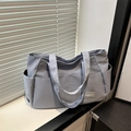Blaugraue Nylon-Tragetasche mit großem Fassungsvermögen und Taschen für Damen im Alltag - Blau