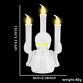 Dimensiones detalladas del candelabro de tres calaveras LED de Halloween 13x6 cm - Candelabro de Calavera de Tres Cabezas (Ornamento de Calavera Halloween) / Blanco