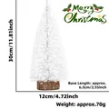 30cm mini white flocked Christmas tree with wood base and detailed size dimensions - 30cm / White
