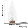 Dettaglio del mini albero di Natale innevato da 35 cm con base in legno e dimensioni reali - 35cm / Bianco