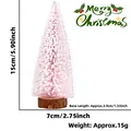 Mini albero di Natale rosa floccato da 15 cm di altezza con dimensioni della base in legno - 15CM / Rosa