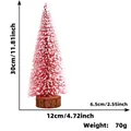 Mini albero di Natale rosa con neve bianca, base in legno naturale e dimensioni - 30cm / Rosso