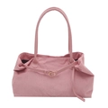 Retro pink corduroy tote bag for women featuring a minimalist design and large capacity - Pink
