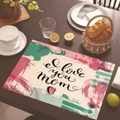 Linen placemat with I love you mom print and artistic colorful abstract design - 45*30cm / Beige Abstract Graffiti (Style 34)