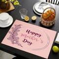 Pink Mother's Day linen placemat with floral prints and Happy Mother's Day text - Purple Floral Holiday Style (款式-2)