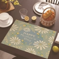 Linen Mother's Day placemat with white daisies and happy mother's day print in sage green - 45*30cm / Bean Green Large Daisy (Style 35)