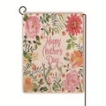 Bandiera da giardino in lino Happy Mother's Day con design floreale ad acquerello - Stile Margherita Rosa Acquerello