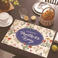 Linen placemat with floral Happy Mother's Day print and blue oval centerpiece - 45*30cm / Blue Background Floral (Style 36)