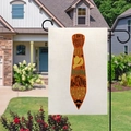 Detail of double-sided linen garden flag with orange tie and Father's Day typography - Large Tie Art Lettering (10) / 45x30cm