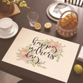 Linen placemat with floral happy mothers day print on rustic wood table decor - 45*30cm / Creamy Yellow Watercolor (Style 40)
