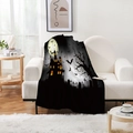 Halloween Flanelldecke mit Schloss und Fledermäusen auf einem weißen Sofa dekoriert - Dunkles Schloss und Fledermaus Design (Stil-1) / bunt / 70*100CM